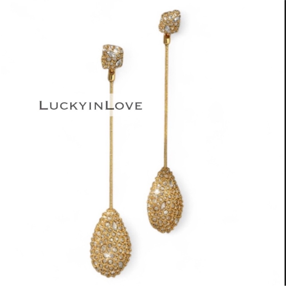ALEXIS BITTAR • Gold Long Pavé
Crystal Teardrop Drop Snake Chain
Earrings